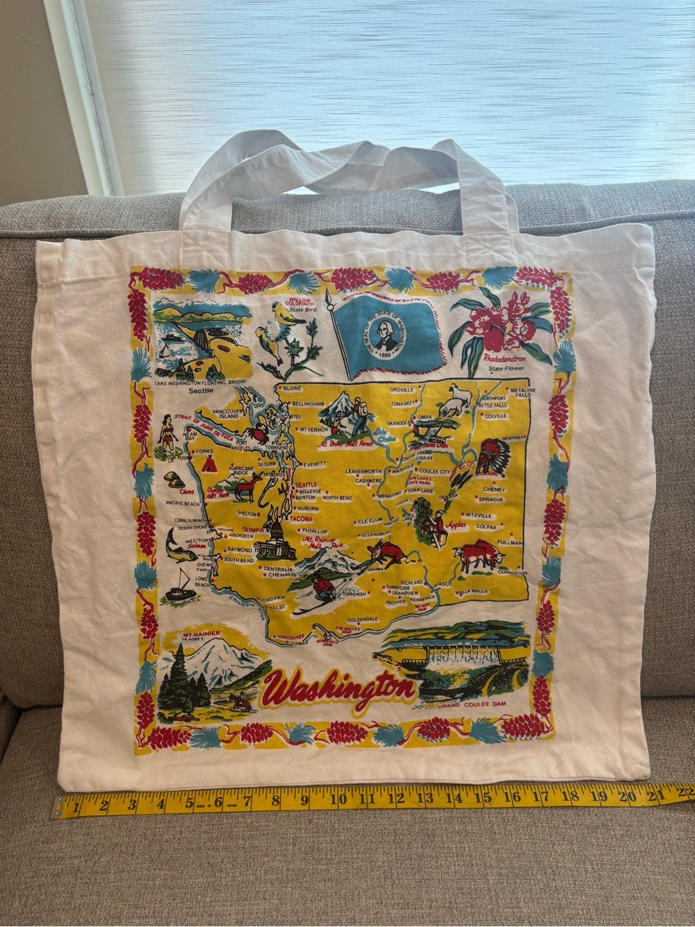 Washington State Map Cotton Tote Bag - excellent condition